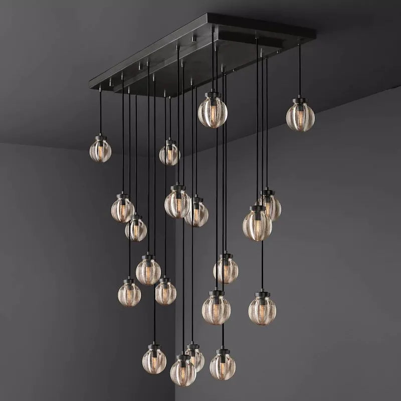 Pearls Spherical Rectangular Chandelier 54"