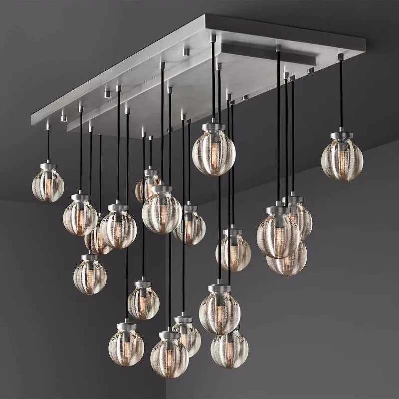 Pearls Spherical Rectangular Chandelier 54"