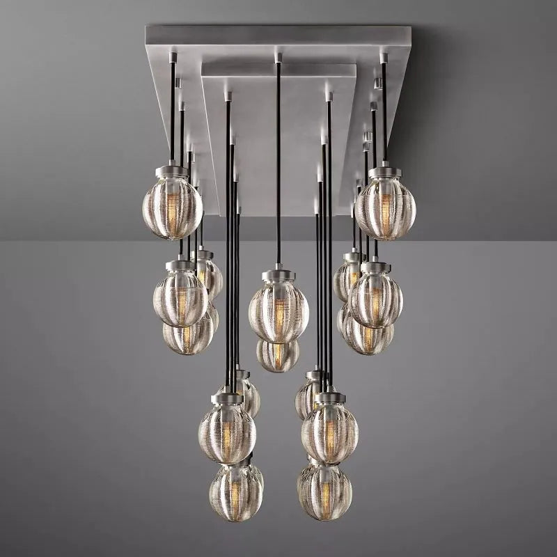 Pearls Spherical Rectangular Chandelier 54"