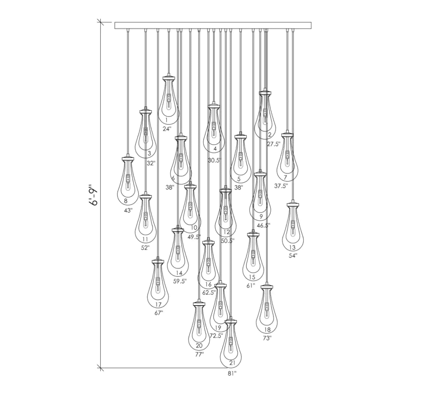 Raindrop Round Chandelier 47"