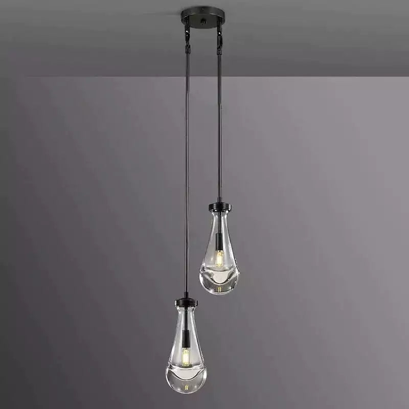 Raindrop 2 Lights Rod Round Chandelier