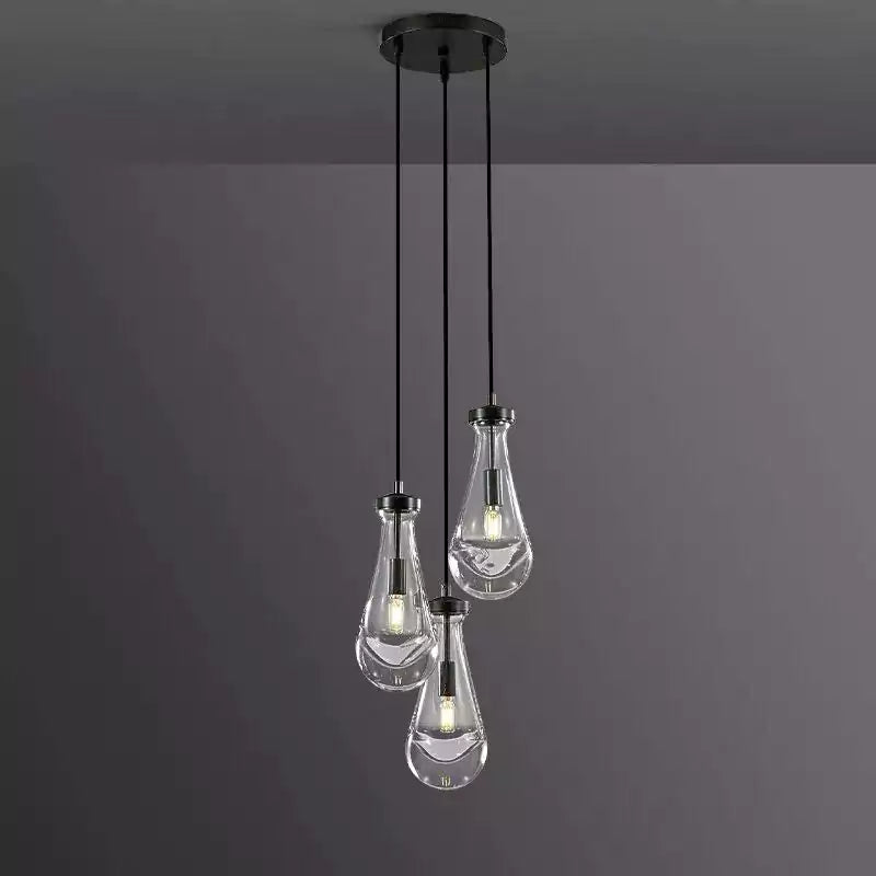 Raindrop 3 Lights Cord Round Chandelier