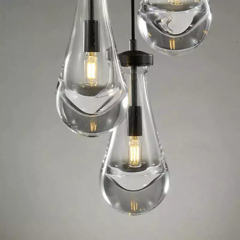 Raindrop 3 Lights Cord Round Chandelier