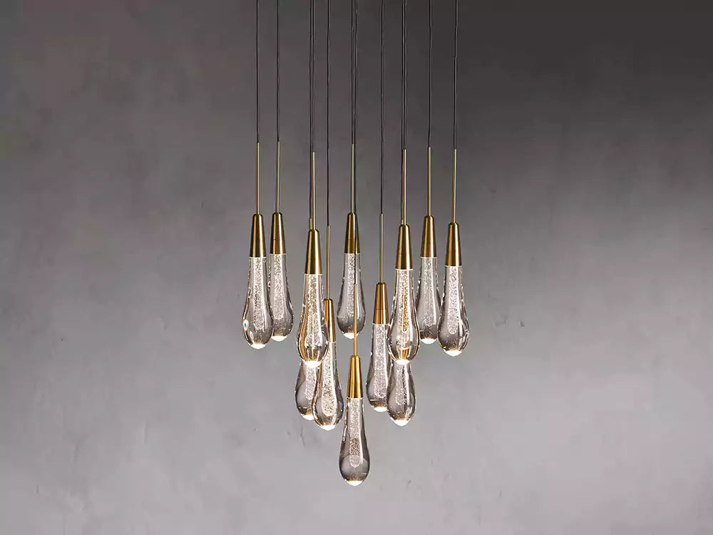 Solitaire Raindrop Round Chandelier