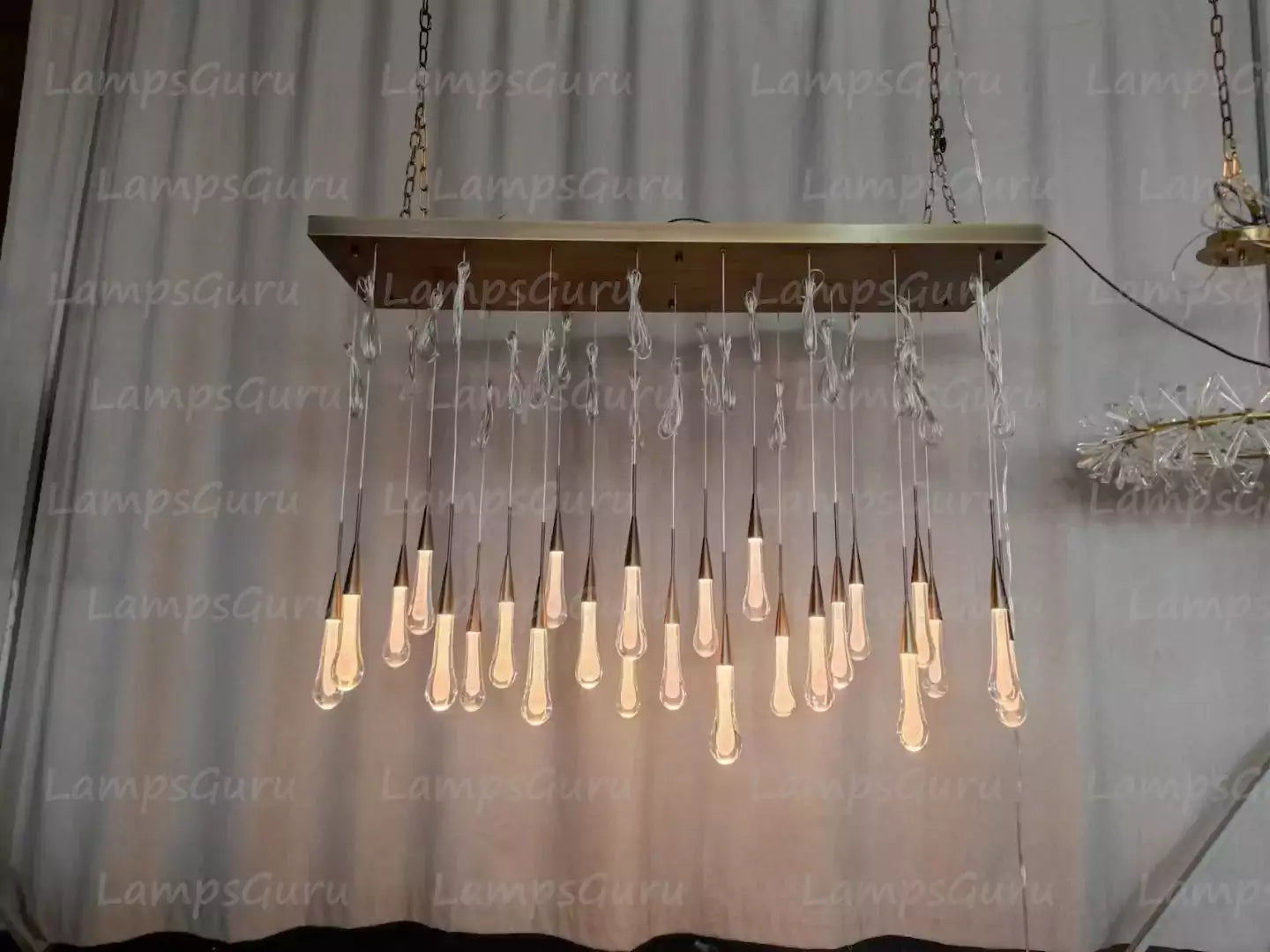 Solitaire Raindrop Linear Chandelier