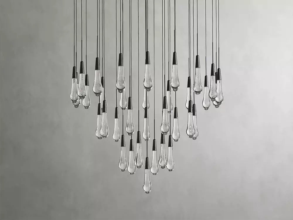Solitaire Raindrop Round Chandelier