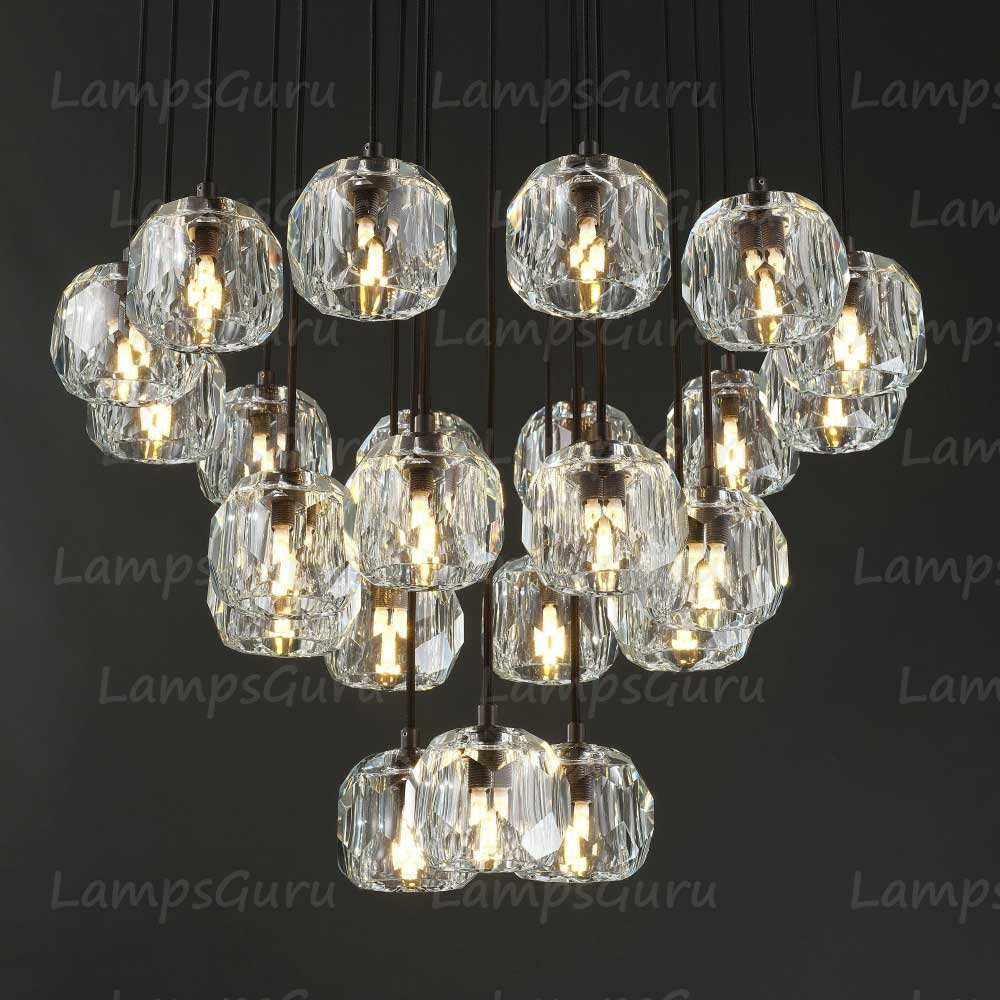 LG Boulla Glass Round Cluster Chandelier