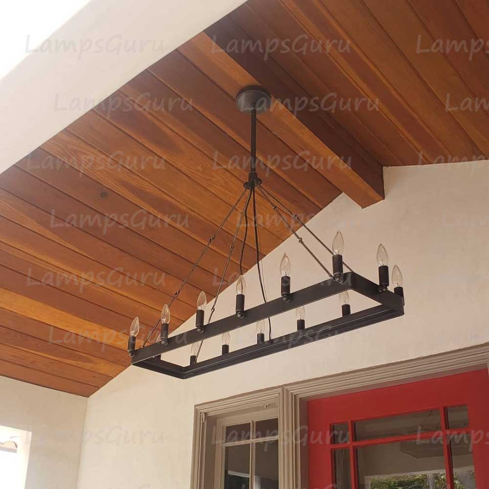Caminoy Vintage Candelabra Rectangular Chandelier 41"