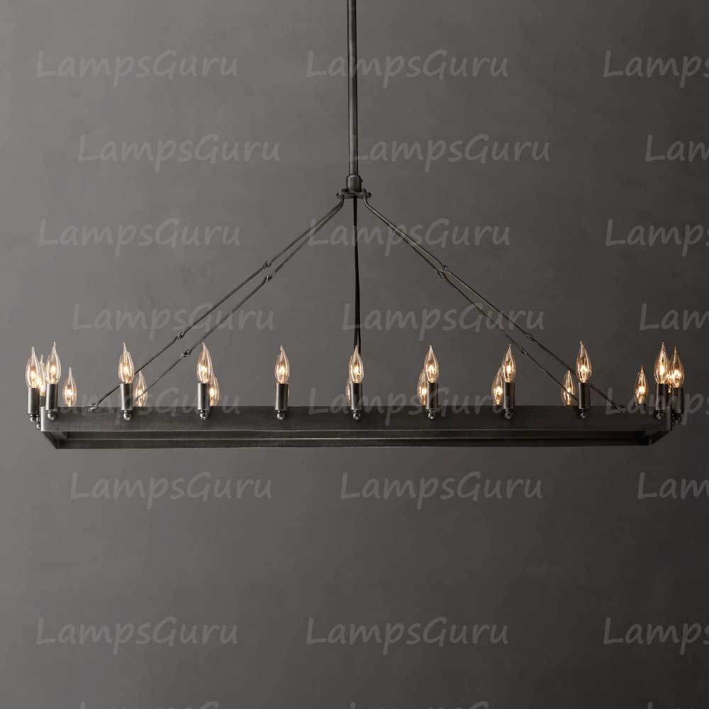 Caminoy Vintage Candelabra Rectangular Chandelier 52"