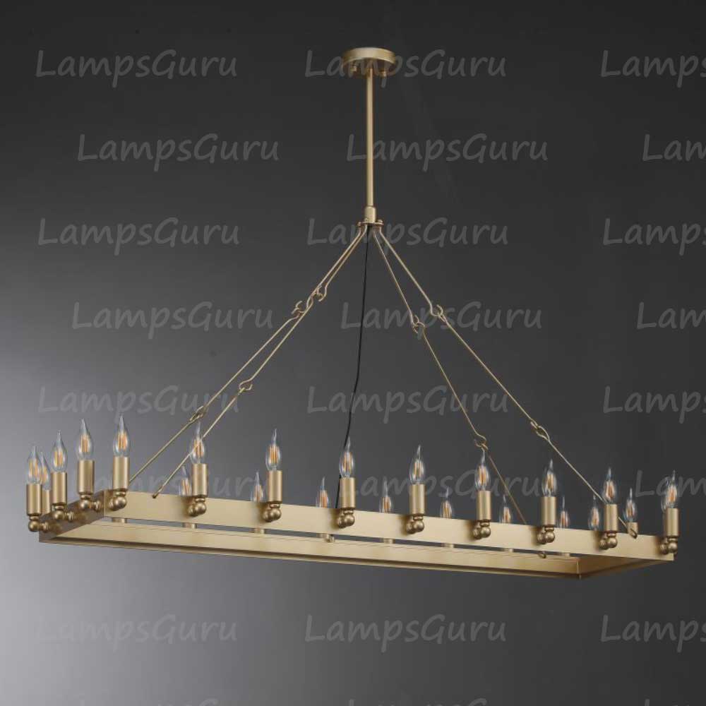 Caminoy Vintage Candelabra Rectangular Chandelier 52"