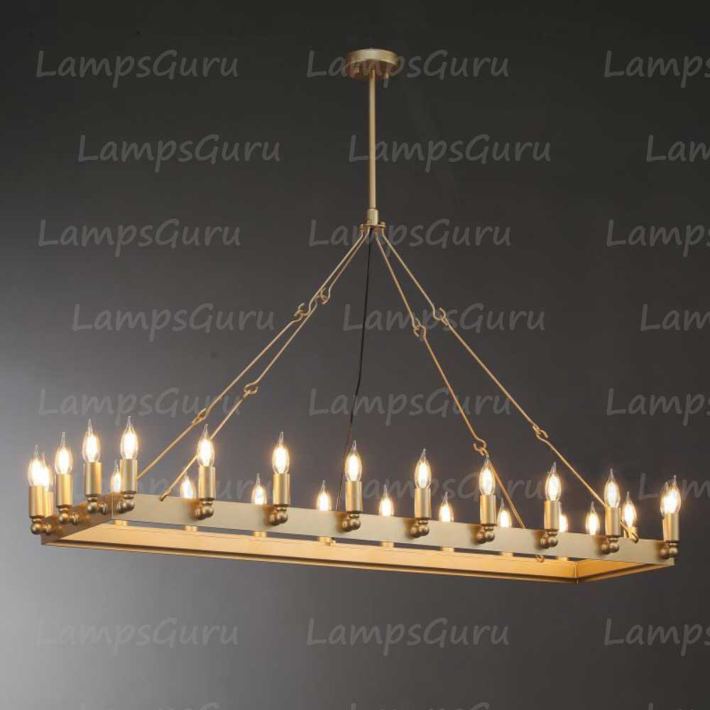Caminoy Vintage Candelabra Rectangular Chandelier 52"