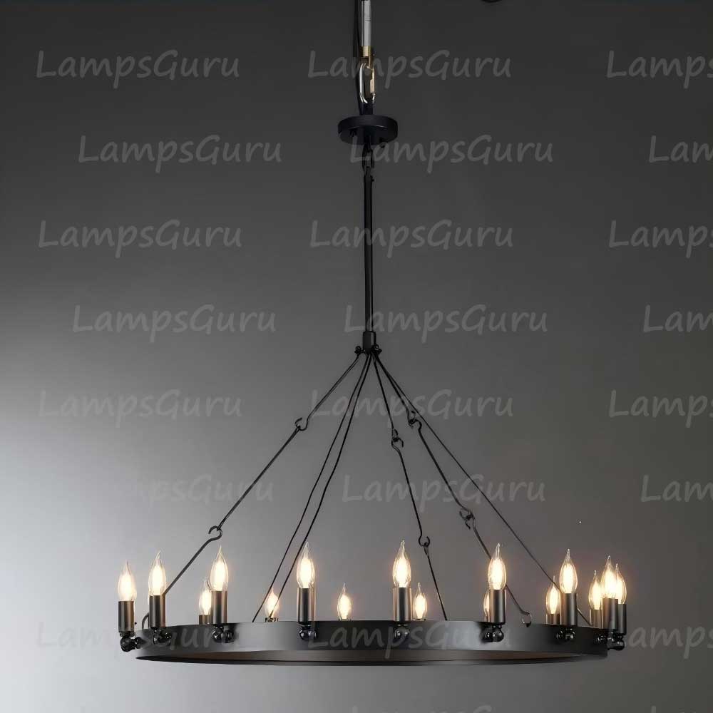 Caminoy Vintage Candelabra Round Chandelier 38"