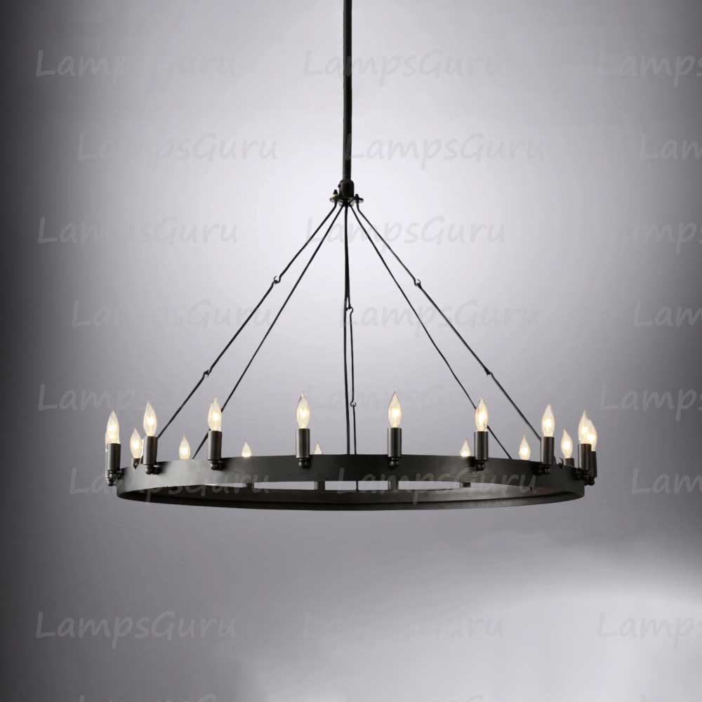 Caminoy Vintage Candelabra Round Chandelier 38"