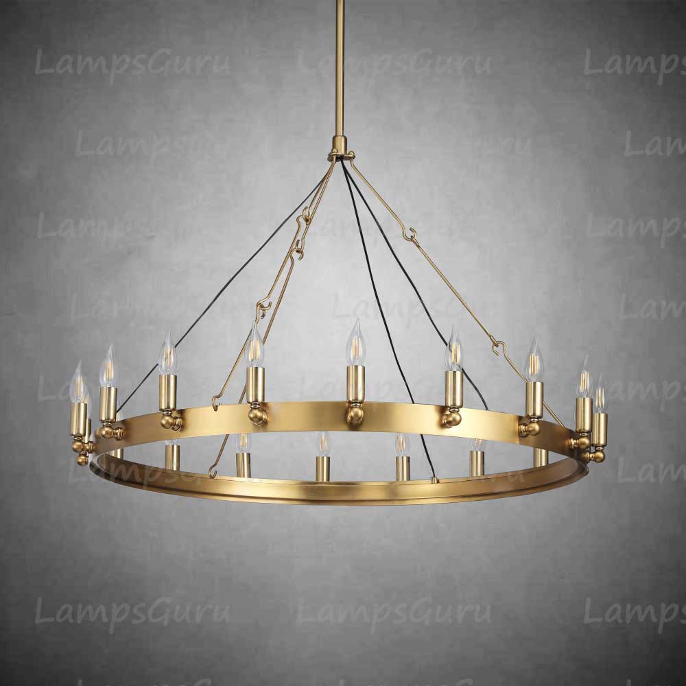 Caminoy Vintage Candelabra Round Chandelier 38"