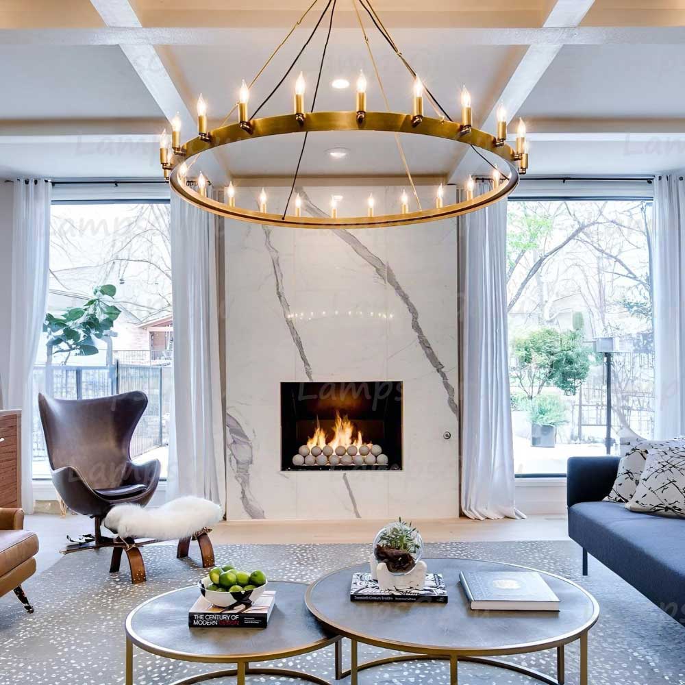 Caminoy Vintage Candelabra Round Chandelier 50"