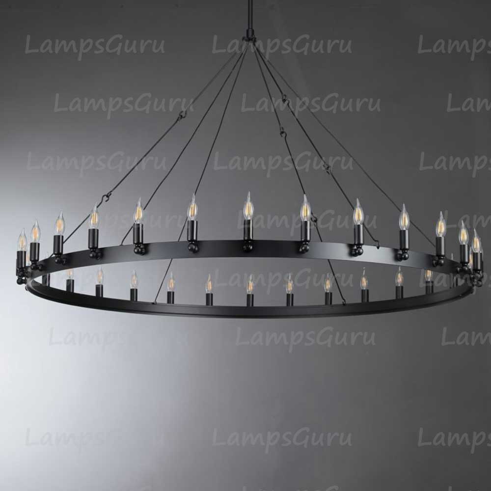 Caminoy Vintage Candelabra Round Chandelier 63"