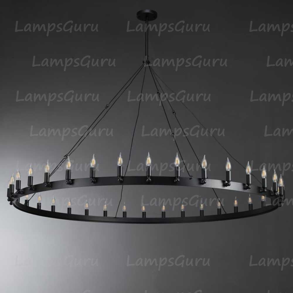 Caminoy Vintage Candelabra Round Chandelier 73"