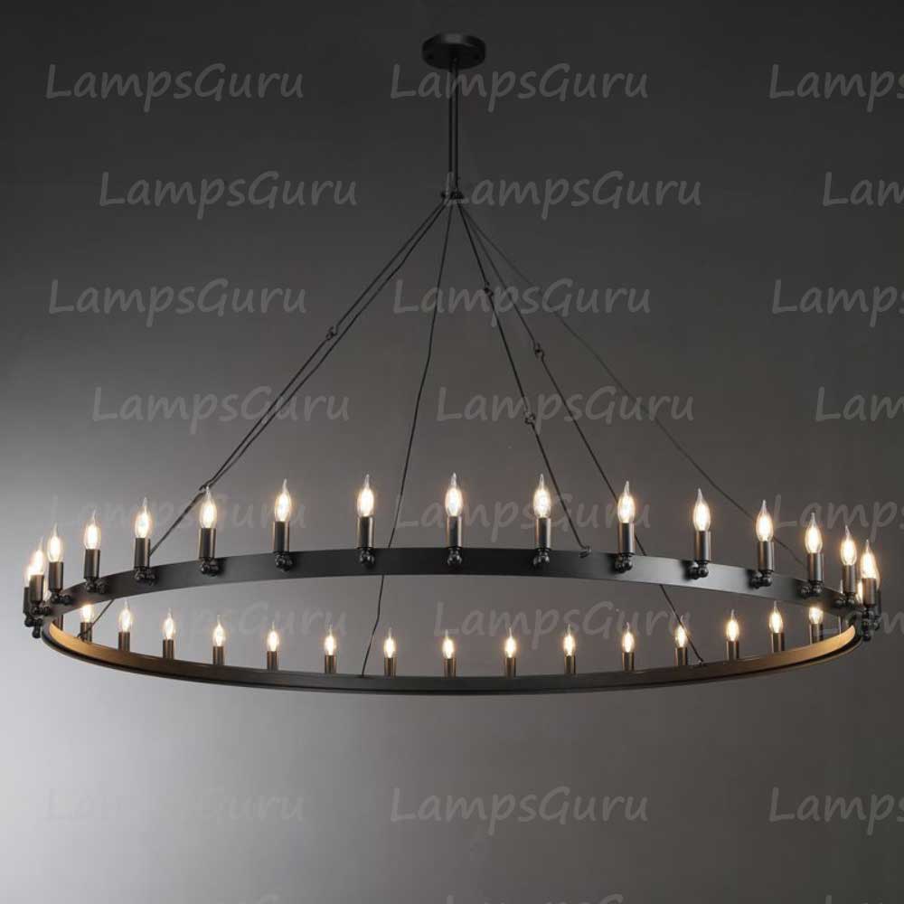 Caminoy Vintage Candelabra Round Chandelier 73"