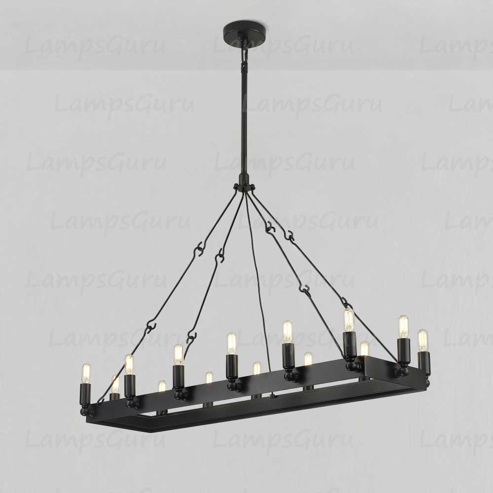 Caminoy Vintage Filament Rectangular Chandelier 41"