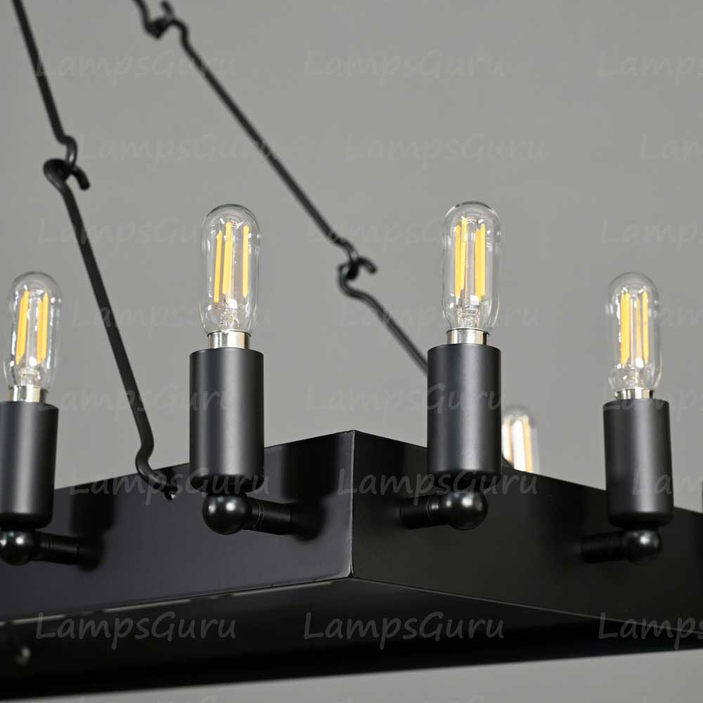 Caminoy Vintage Filament Rectangular Chandelier 41"