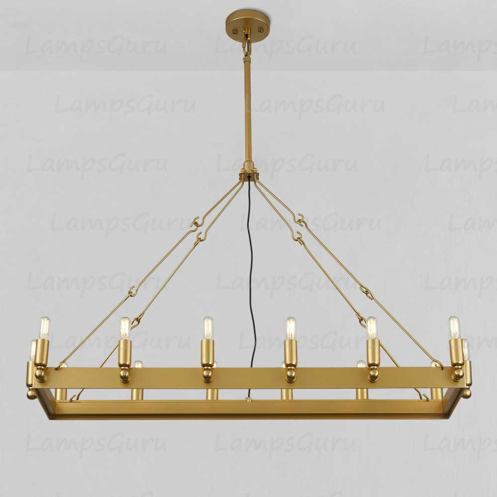 Caminoy Vintage Filament Rectangular Chandelier 41"