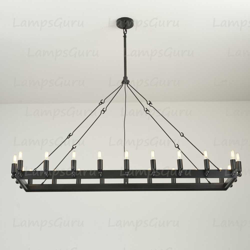Caminoy Vintage Filament Rectangular Chandelier 52"