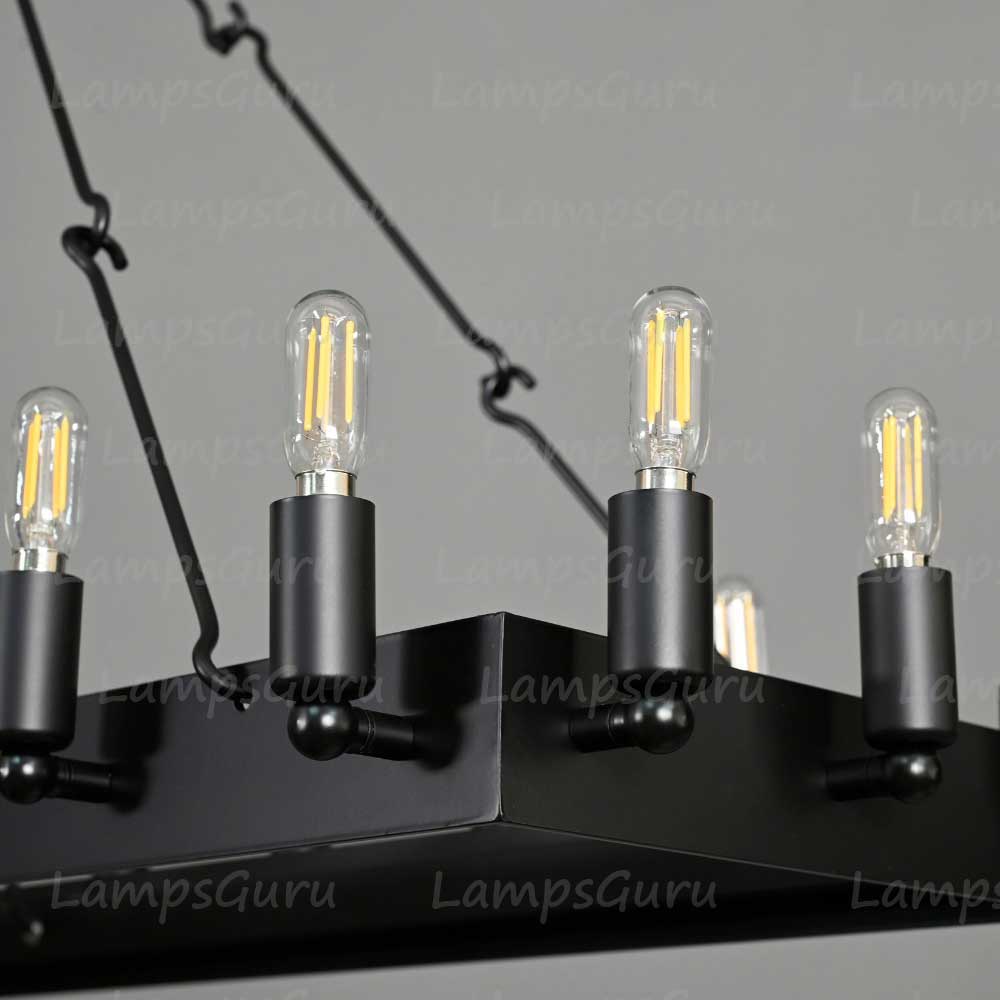 Caminoy Vintage Filament Rectangular Chandelier 52"