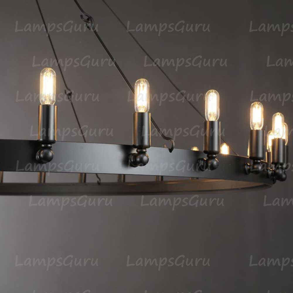 Caminoy Vintage Filament Round Chandelier 63"