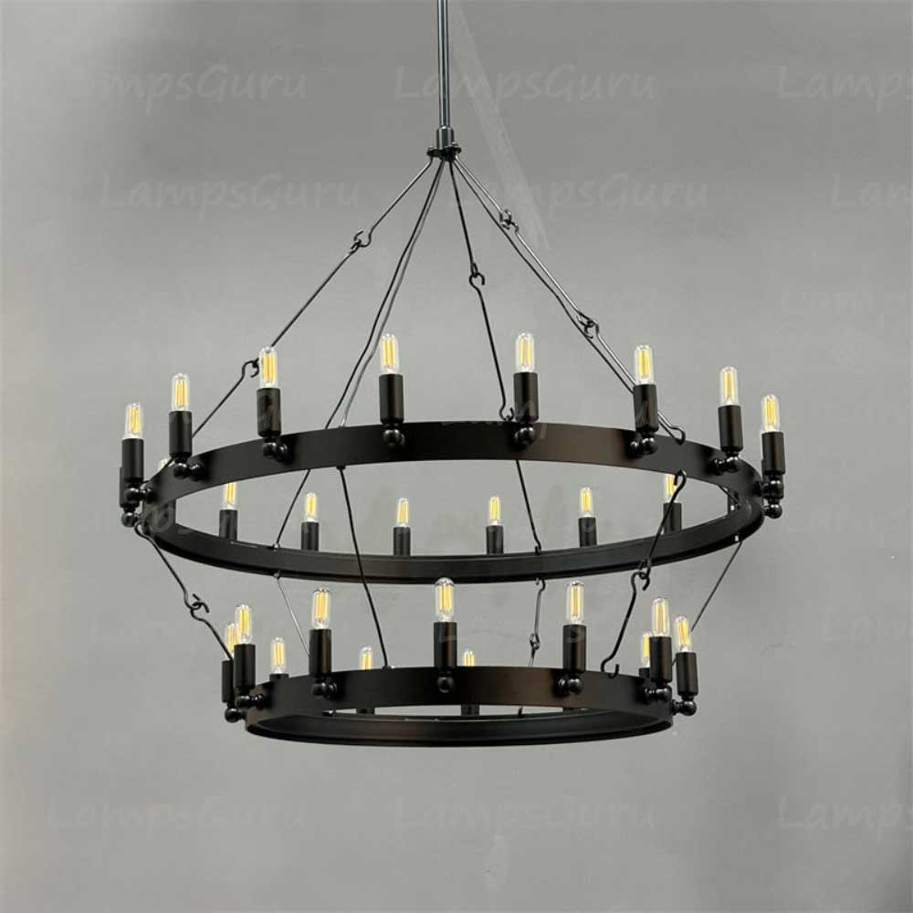 Caminoy Vintage Filament Two-Tier Chandelier 38"