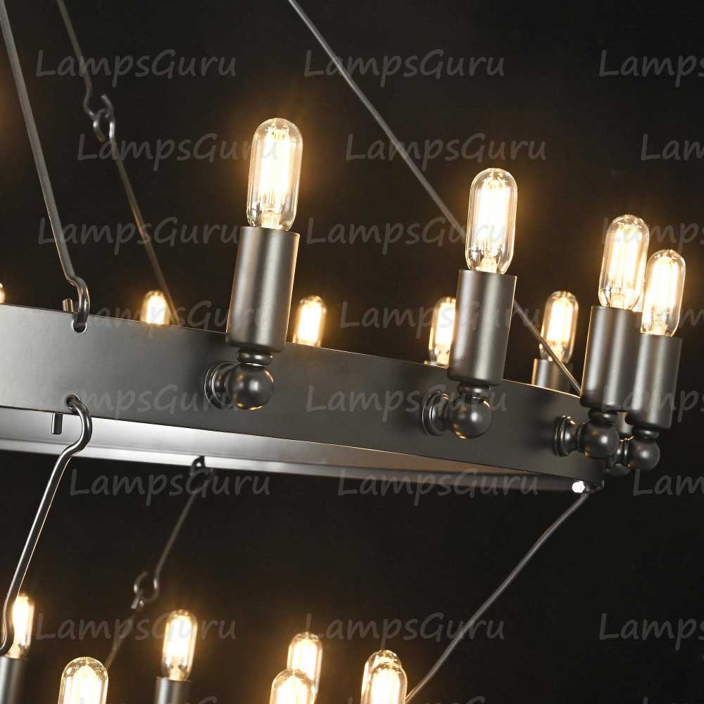 Caminoy Vintage Filament Two-Tier Chandelier 38"