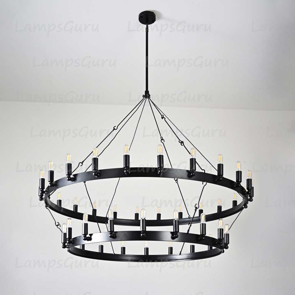 LG Caminoy Vintage Filament Two-Tier Chandelier 50"