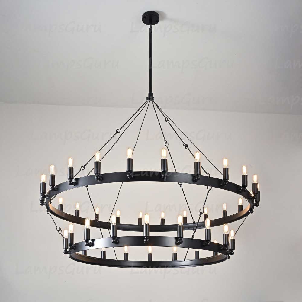 LG Caminoy Vintage Filament Two-Tier Chandelier 50"