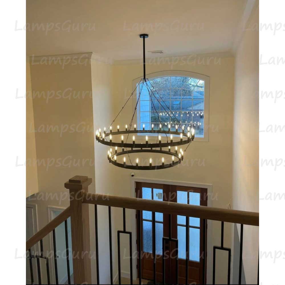 Caminoy Vintage Filament Two-Tier Chandelier 63"