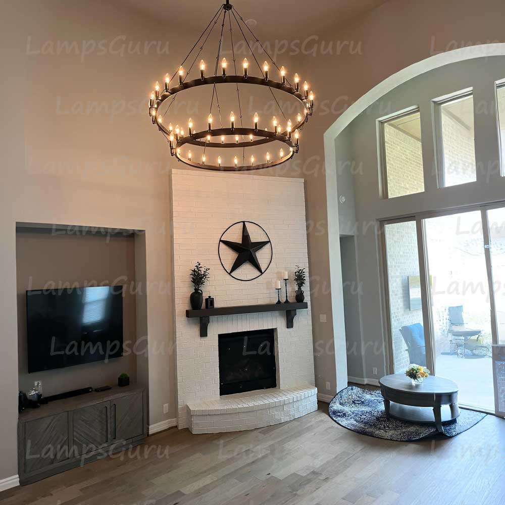 Caminoy Vintage Filament Two-Tier Chandelier 63"