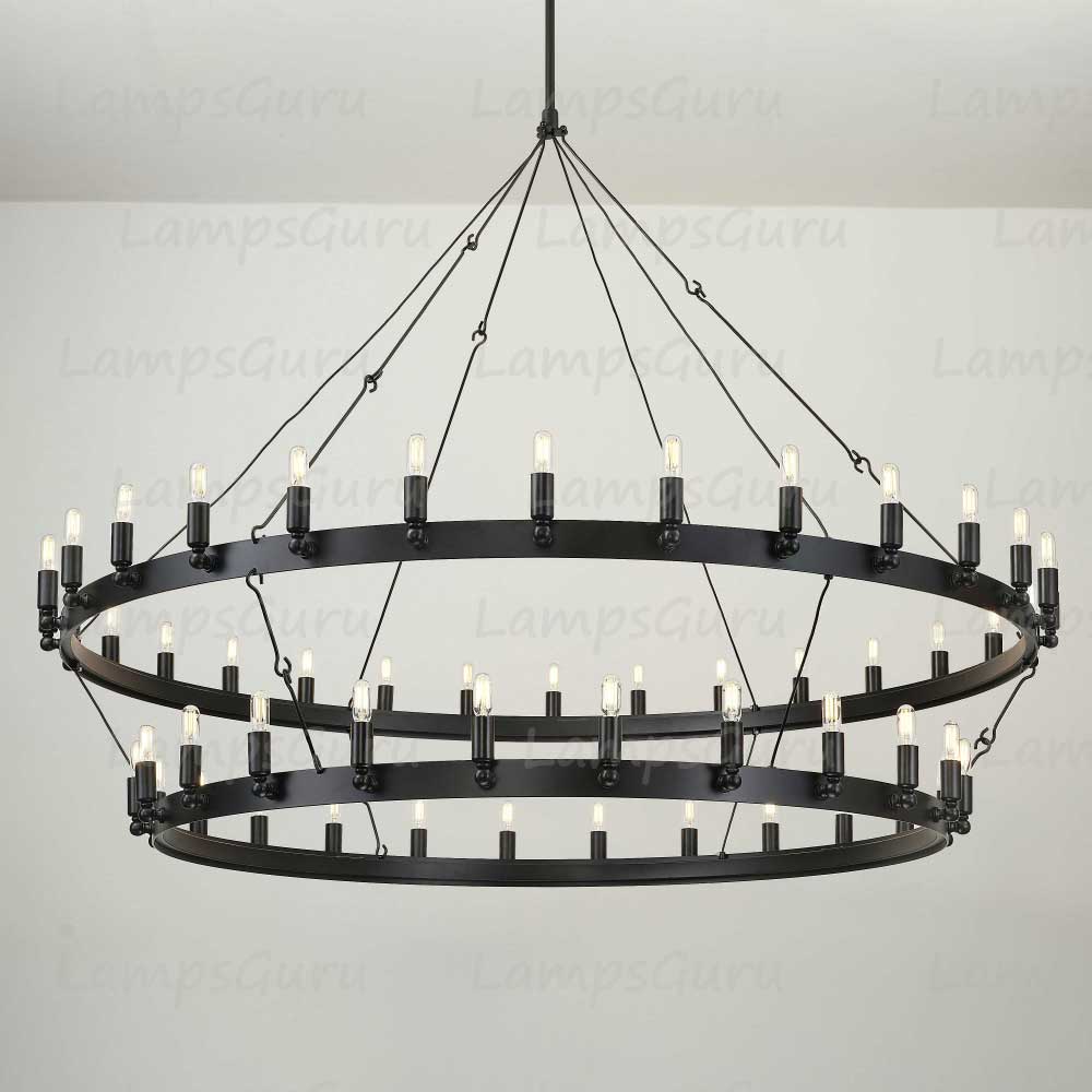 Caminoy Vintage Filament Two-Tier Chandelier 63"