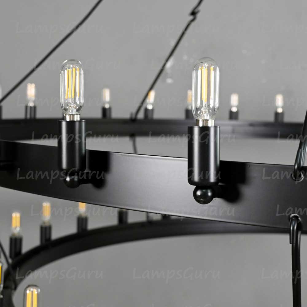 Caminoy Vintage Filament Two-Tier Chandelier 63"
