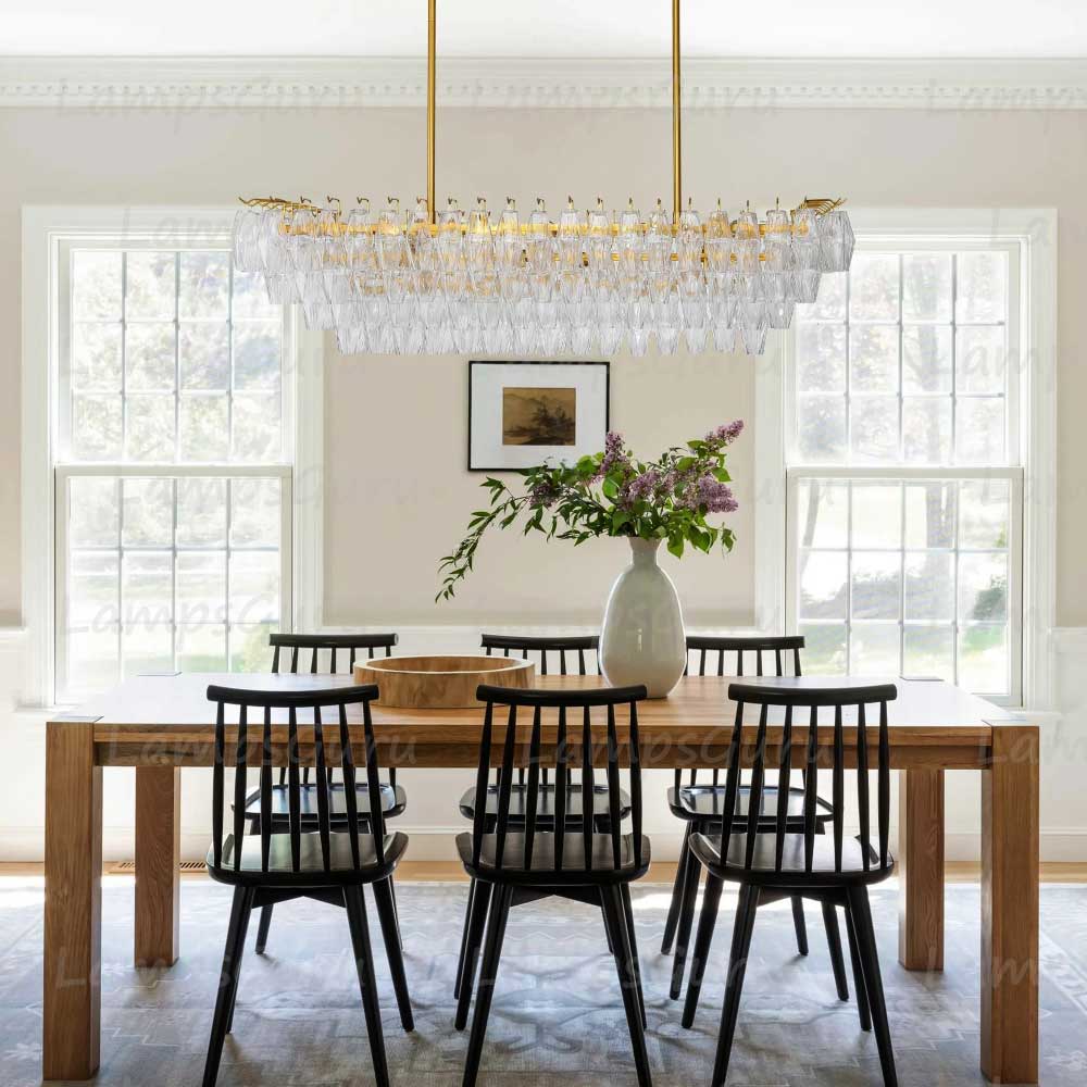Chiaray Clear Glass Tiered Rectangular Chandelier 54"