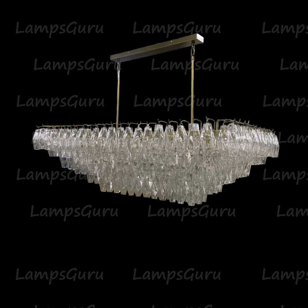 Chiaray Clear Glass Tiered Rectangular Chandelier 54"