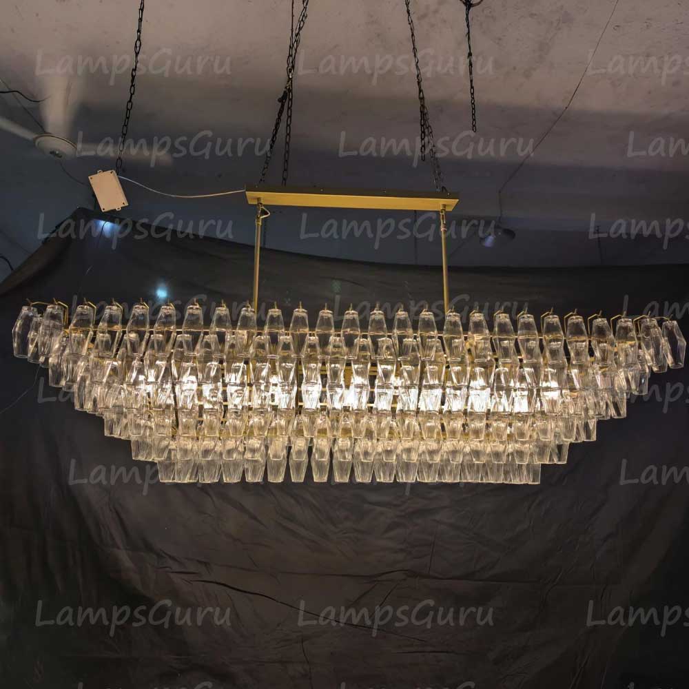 Chiaray Clear Glass Tiered Rectangular Chandelier 74"