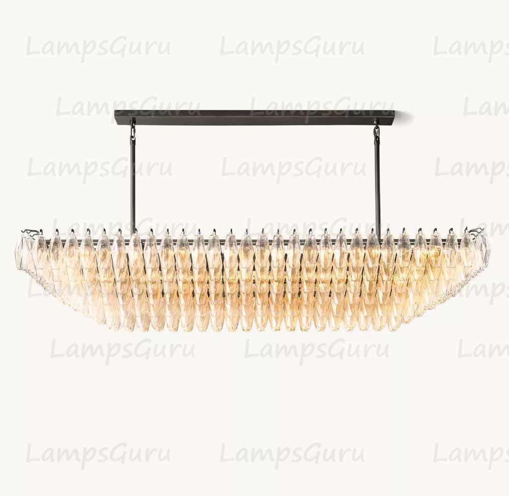 Chiaray Clear Glass Tiered Rectangular Chandelier 74"