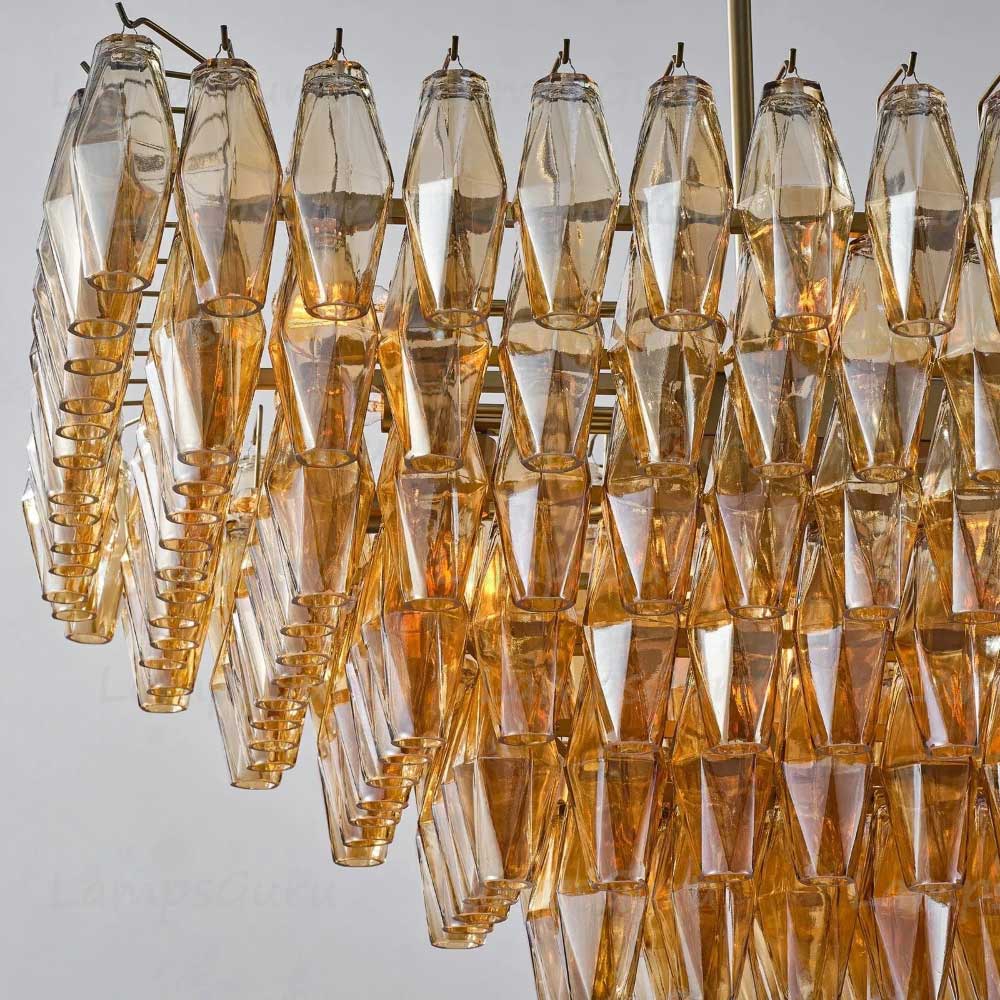 Chiaray Smoke Glass Tiered Rectangular Chandelier 54"