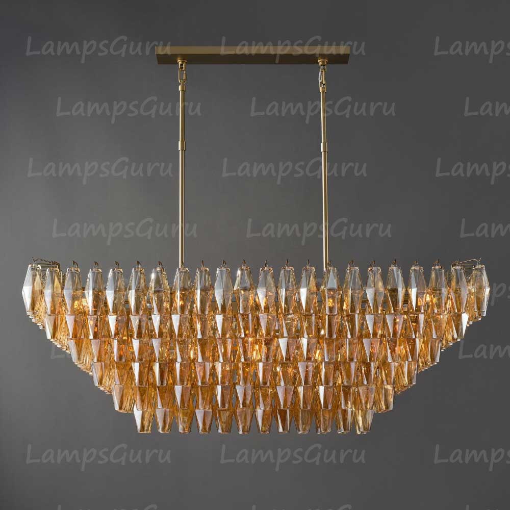 Chiaray Smoke Glass Tiered Rectangular Chandelier 54"