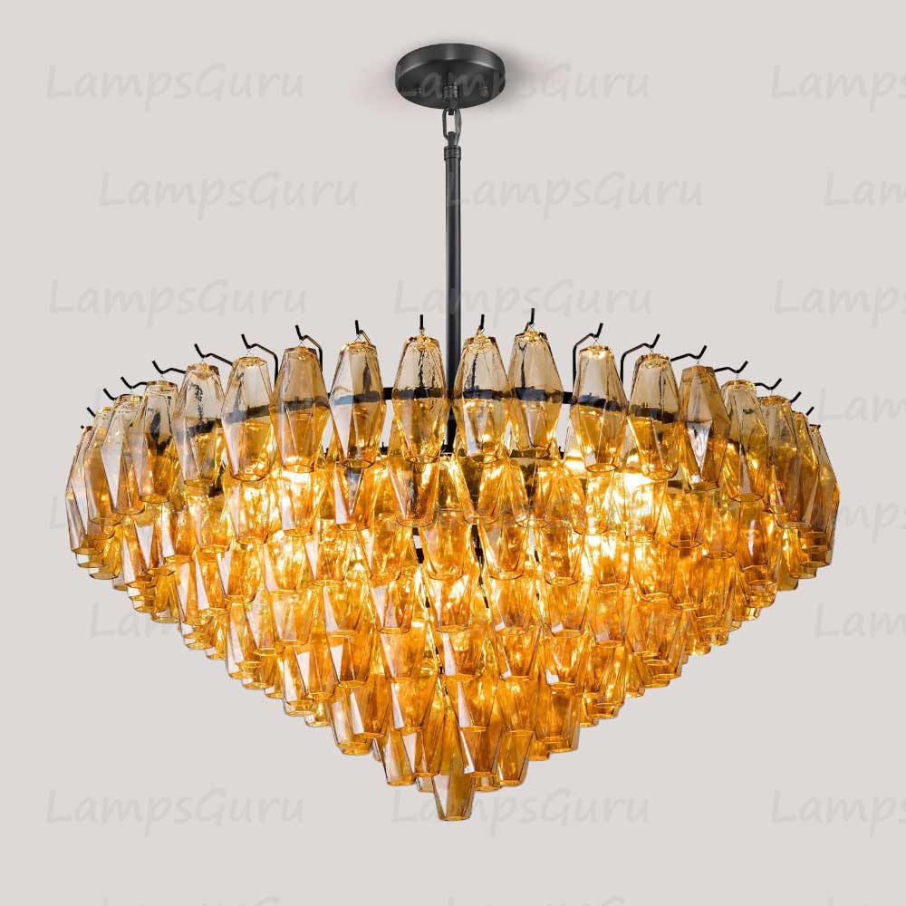 Chiaray Smoke Glass Tiered Round Chandelier 37"