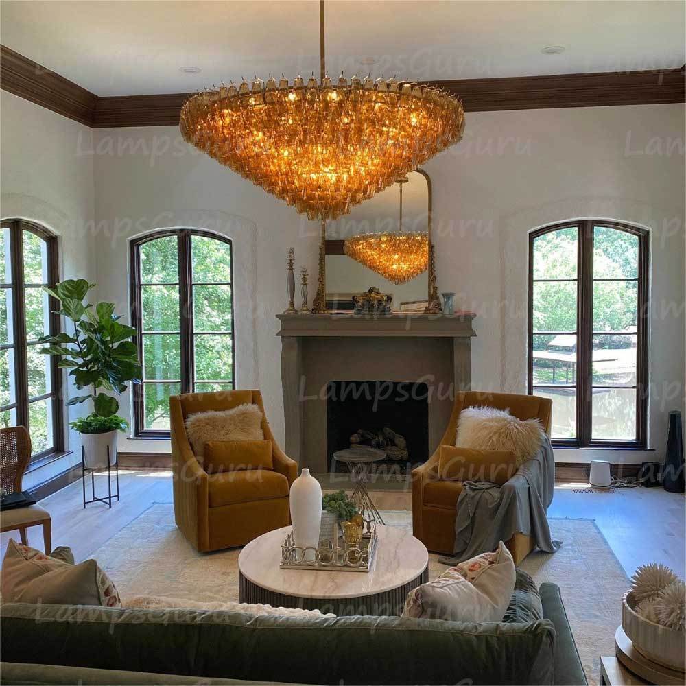 Chiaray Smoke Glass Tiered Round Chandelier 62"