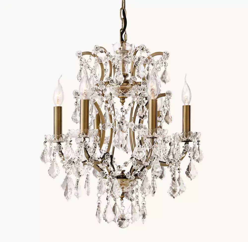 19th C. Rococon Iron & Crystal Round Chandelier 18"