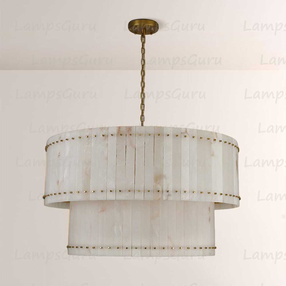 LG San Marko 48 Inch Alabaster Two-Tier Chandelier