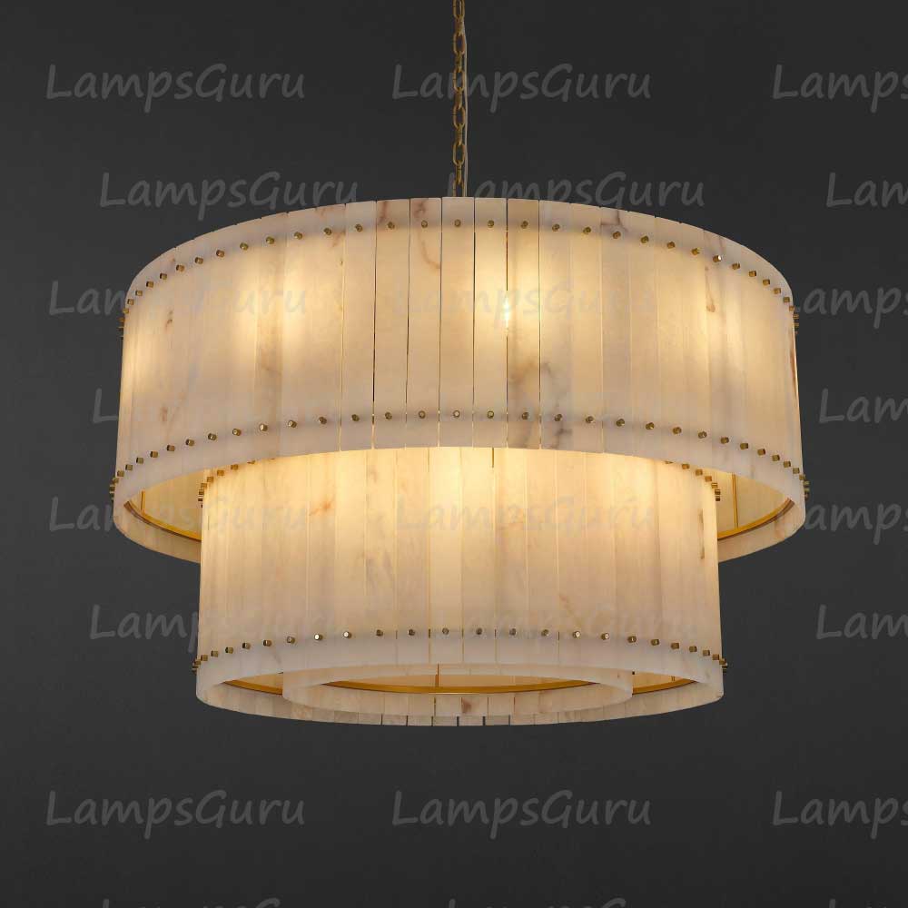 LG San Marko 48 Inch Alabaster Two-Tier Chandelier