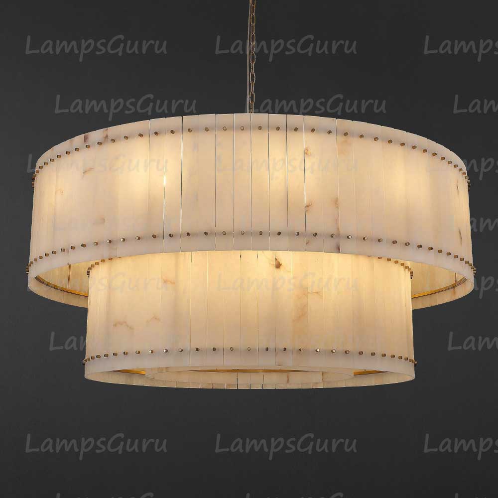 LG San Marko 60 Inch Alabaster Two-Tier Chandelier