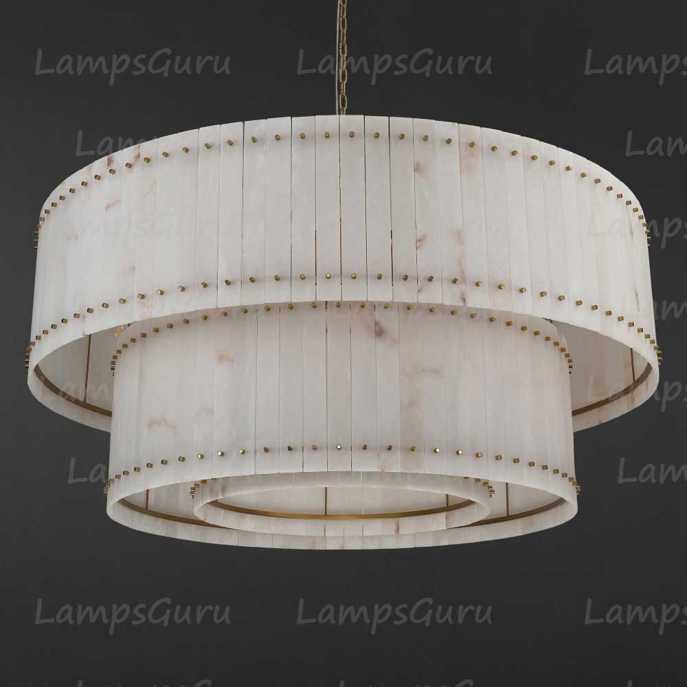 LG San Marko 60 Inch Alabaster Two-Tier Chandelier