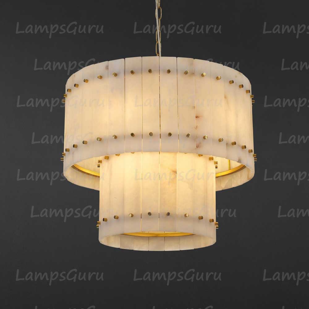 LG San Marko 22 Inch Alabaster Two-Tier Chandelier